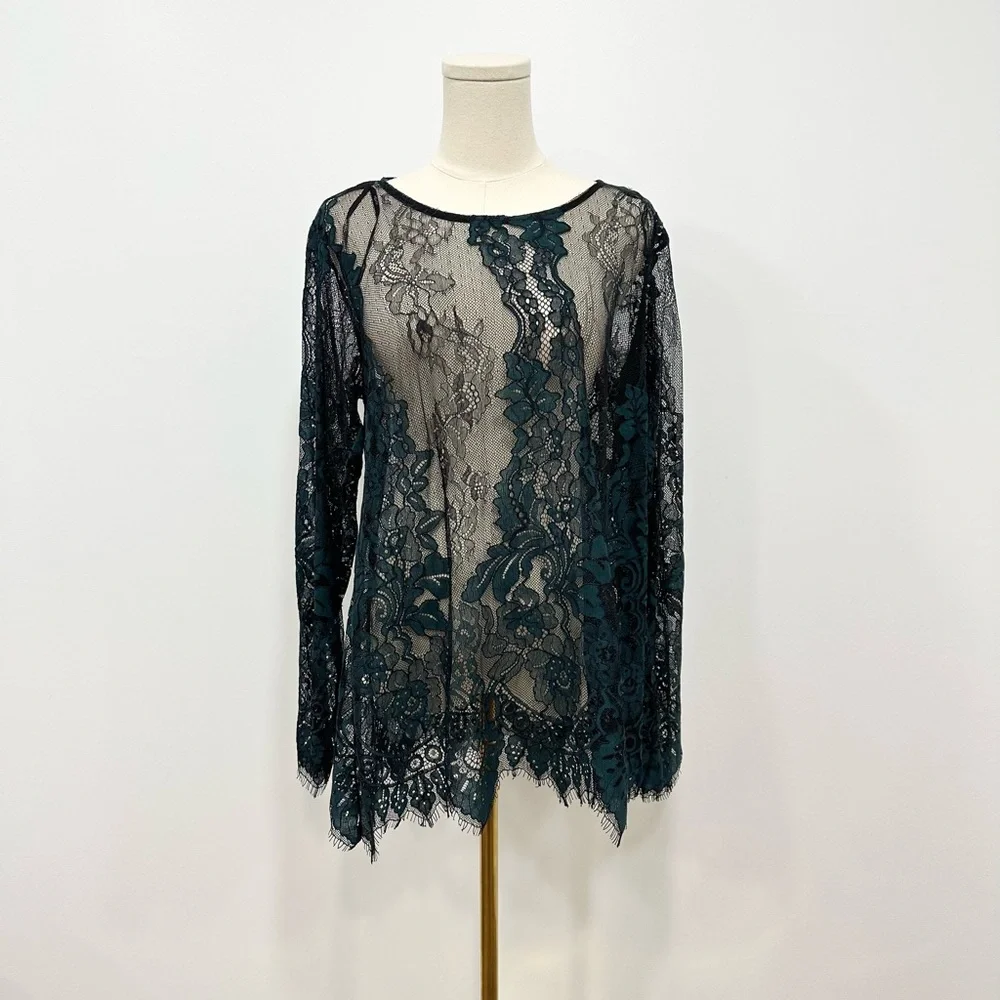 CITY CHIC Royal Lace Top emerald - Picture 9 of 12